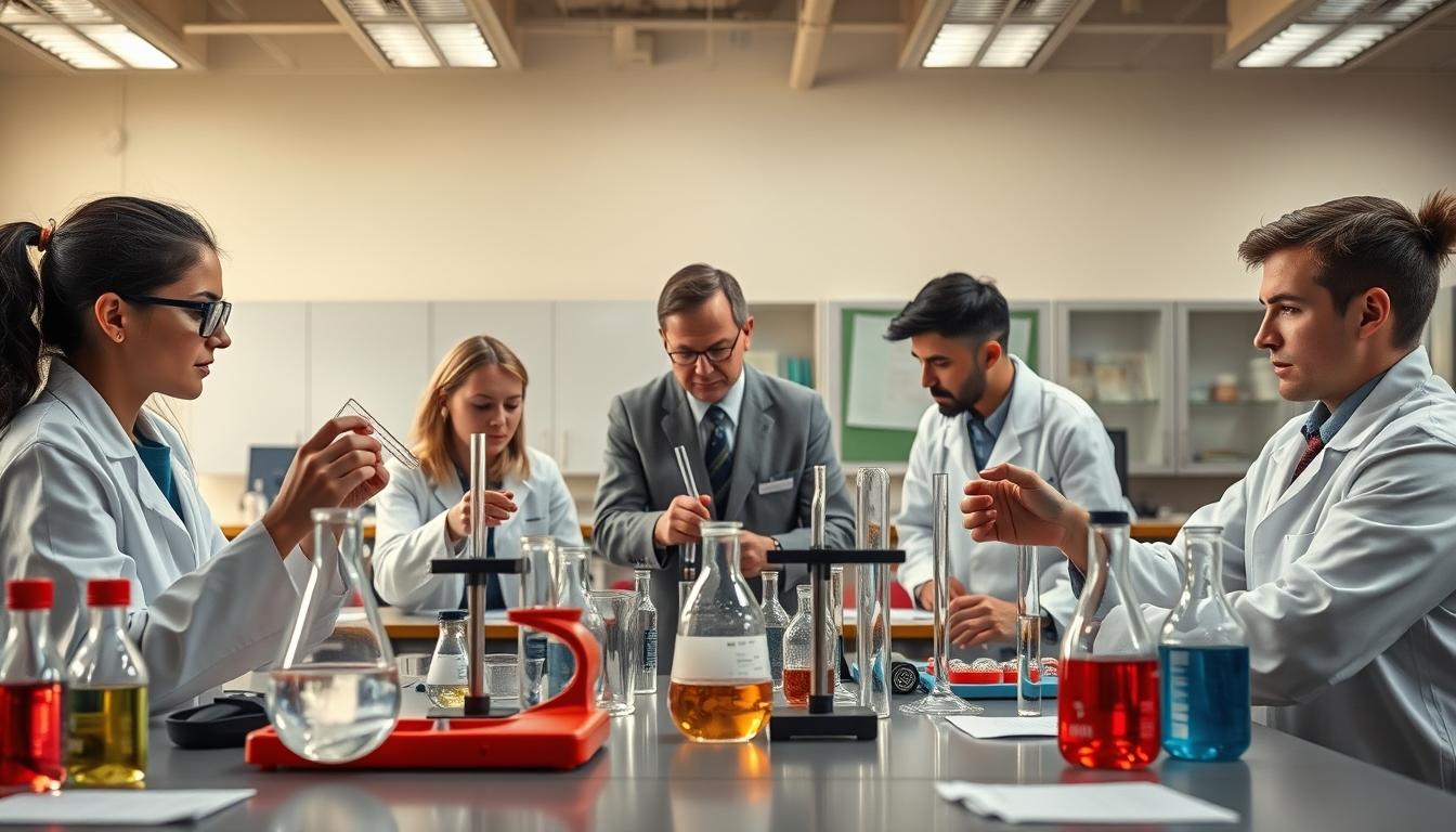 Students working in research laboratory